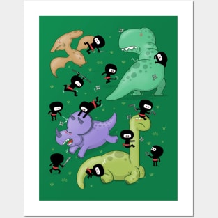 Ninjas vs. Dinosaurs Posters and Art